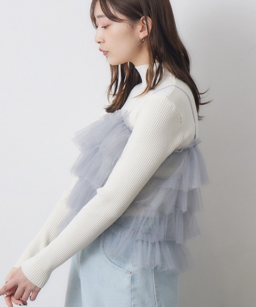 RETRO GIRL（レトロガール）の「フリルチュールビスチェ（キャミソール・レディース・アイボリー/ブラック/ライトグレー/ピンク・FREE）」の15枚目の写真