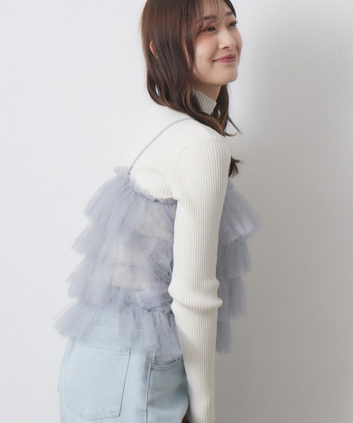 RETRO GIRL（レトロガール）の「フリルチュールビスチェ（キャミソール・レディース・アイボリー/ブラック/ライトグレー/ピンク・FREE）」の16枚目の写真