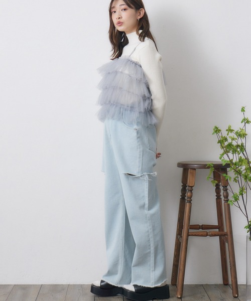 RETRO GIRL（レトロガール）の「フリルチュールビスチェ（キャミソール・レディース・アイボリー/ブラック/ライトグレー/ピンク・FREE）」の9枚目の写真