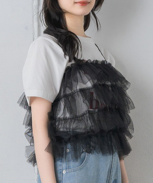 RETRO GIRL（レトロガール）の「フリルチュールビスチェ（キャミソール・レディース・アイボリー/ブラック/ライトグレー/ピンク・FREE）」の19枚目の写真