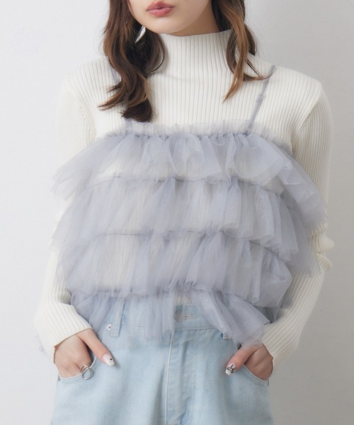 RETRO GIRL（レトロガール）の「フリルチュールビスチェ（キャミソール・レディース・アイボリー/ブラック/ライトグレー/ピンク・FREE）」の21枚目の写真