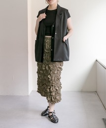 《セットアップ可》シワ加工スカート【SUM1 STYLE(スミスタイル)】