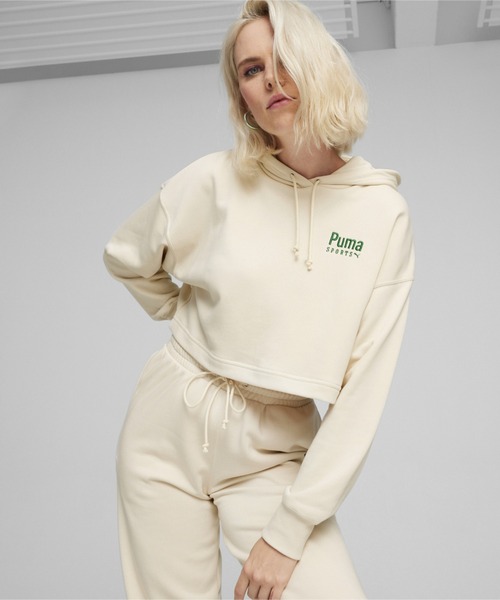 PUMA(プーマ)の「PUMA プーマ ウィメンズ プーマ チーム オーバーサイズ フーディ(パーカー・レディース・ブラック/ライトグレー/オフホワイト・X-SMALL/SMALL/MEDIUM/LARGE)」の2枚目の写真