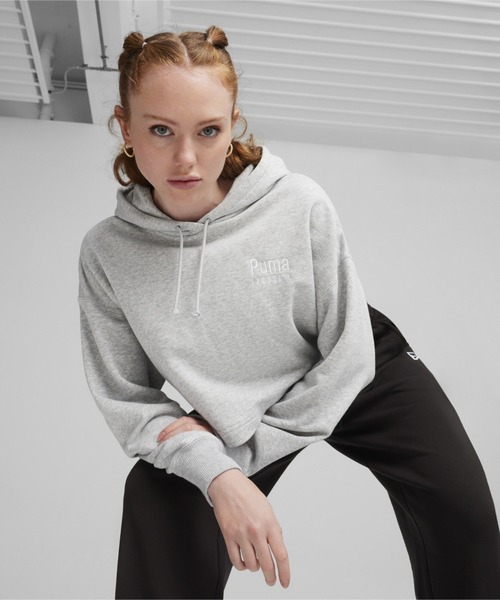 PUMA(プーマ)の「PUMA プーマ ウィメンズ プーマ チーム オーバーサイズ フーディ(パーカー・レディース・ブラック/ライトグレー/オフホワイト・X-SMALL/SMALL/MEDIUM/LARGE)」の1枚目の写真