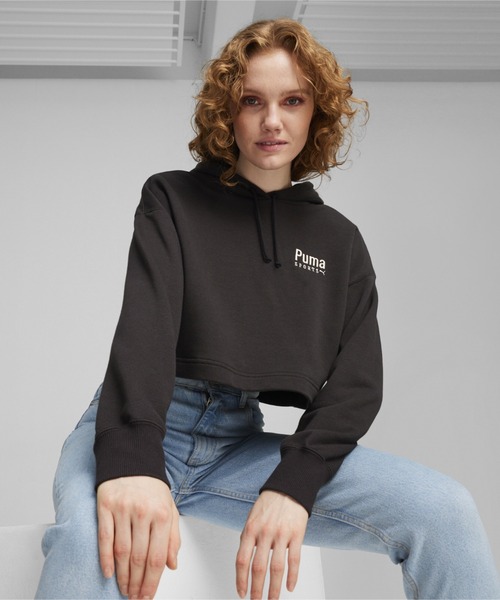 PUMA(プーマ)の「PUMA プーマ ウィメンズ プーマ チーム オーバーサイズ フーディ(パーカー・レディース・ブラック/ライトグレー/オフホワイト・X-SMALL/SMALL/MEDIUM/LARGE)」の3枚目の写真