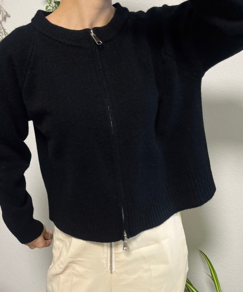 tolene(トレネ)の「ジップアップニットカーディガン(カーディガン/ボレロ・レディース・グリーン/ホワイト/ブラック・FREE)」の8枚目の写真