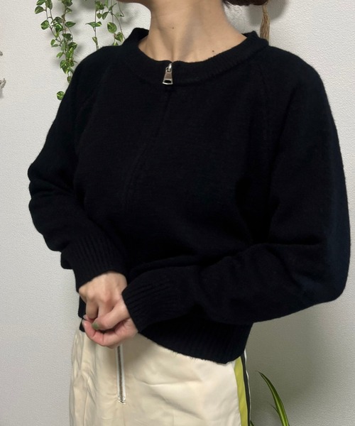tolene(トレネ)の「ジップアップニットカーディガン(カーディガン/ボレロ・レディース・グリーン/ホワイト/ブラック・FREE)」の9枚目の写真