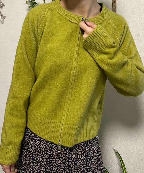 tolene(トレネ)の「ジップアップニットカーディガン(カーディガン/ボレロ・レディース・グリーン/ホワイト/ブラック・FREE)」の13枚目の写真