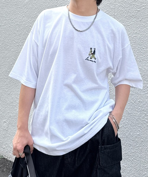 ILL'S（イルズ）の「25SS 新柄追加 ワンポイント刺繍ロゴ ヒゲおじ / デイリーウォーキング ビッグシルエット半袖Tシャツ カットソー メンズ レディース【ILL'S 】（Tシャツ/カットソー・メンズ・ブラック/ホワイト/グリーン系その他2/グリーン系その他3/ブラック系その他2/ブラック系その他3/グレー系その他4/グレー系その他5/ベージュ系その他4/ベージュ系その他5/グリーン/ホワイト系その他/グレー系その他/ベージュ系その他/ホワイト系その他2/ホワイト系その他3/ホワイト系その他4/ホワイト系その他5/グレー系その他6/ホワイト系その他6/ベージュ系その他6/ブラック系その他4/グリーン系その他4/ホワイト系その他7・S/XL/L/M）」の8枚目の写真