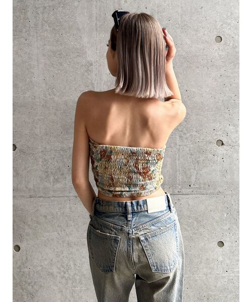 GYDA（ジェイダ）の「FLOWER PATTERNベアビスチェ（チューブトップ・レディース・アイボリー/ブラック・FREE）」の4枚目の写真