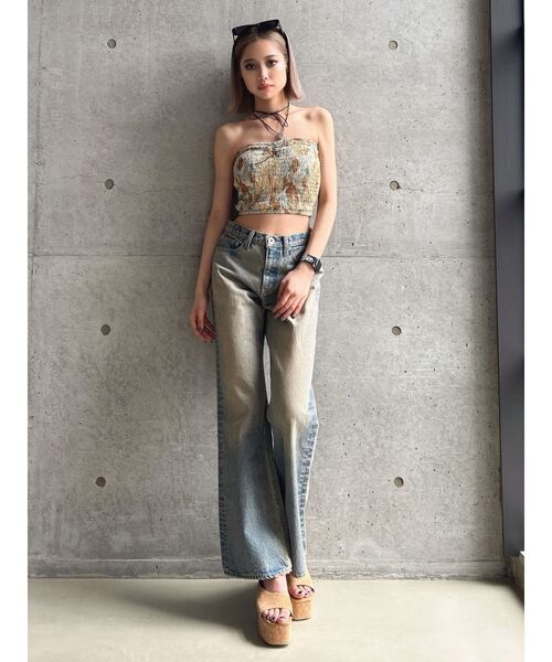 GYDA（ジェイダ）の「FLOWER PATTERNベアビスチェ（チューブトップ・レディース・アイボリー/ブラック・FREE）」の14枚目の写真