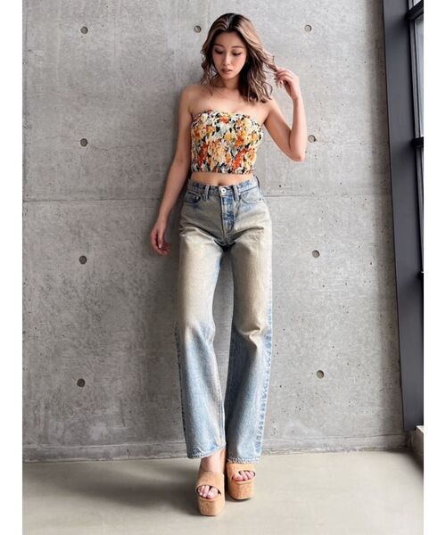 GYDA（ジェイダ）の「FLOWER PATTERNベアビスチェ（チューブトップ・レディース・アイボリー/ブラック・FREE）」の17枚目の写真