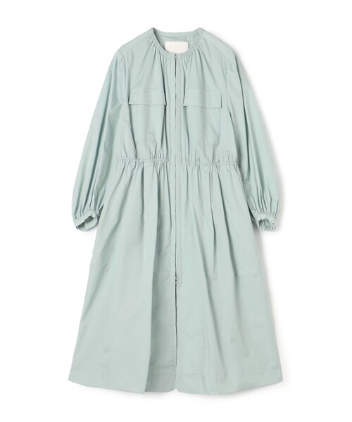 BALLSEY（ボールジィ）の「ライトタフタ ジップアップロングコート（ノーカラーコート・レディース・ライトブルー/ベージュ/ネイビー/イエロー/ライトベージュ・36/38）」の4枚目の写真