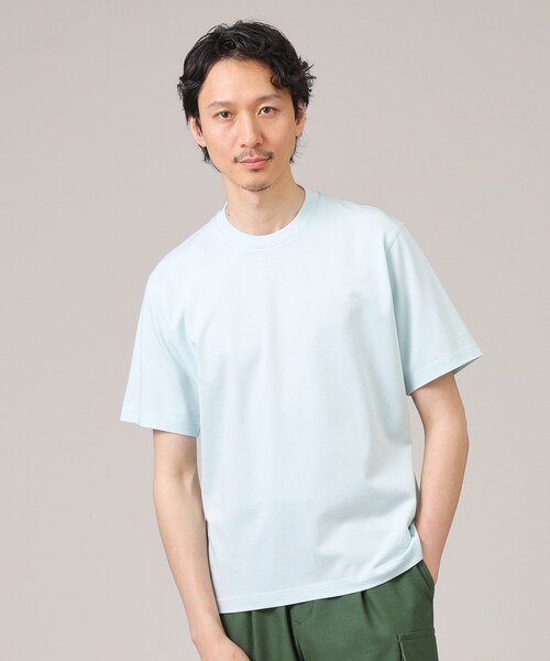TAKEO KIKUCHI(タケオキクチ)の「【抗菌防臭】ジャケットインナー 半袖 カットソー(Tシャツ/カットソー・メンズ・ホワイト/ライトグレー/ライトブルー/ブラック・01/02/03/04/05)」の1枚目の写真
