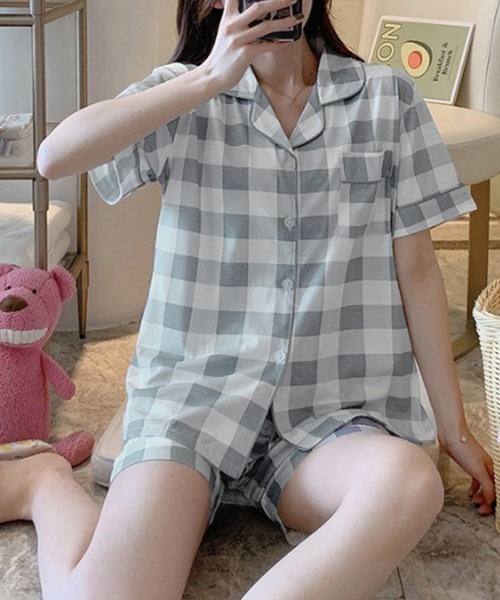 Miniministore(ミニミニストア)の「韓国 パジャマ 上下セット ルームウェア(ルームウェア/パジャマ・レディース・イエロー×グリーン/グレー/パープル/サーモンピンク/ピンク/レッド/ブルー/ブラック/ミント・FREE)」の10枚目の写真