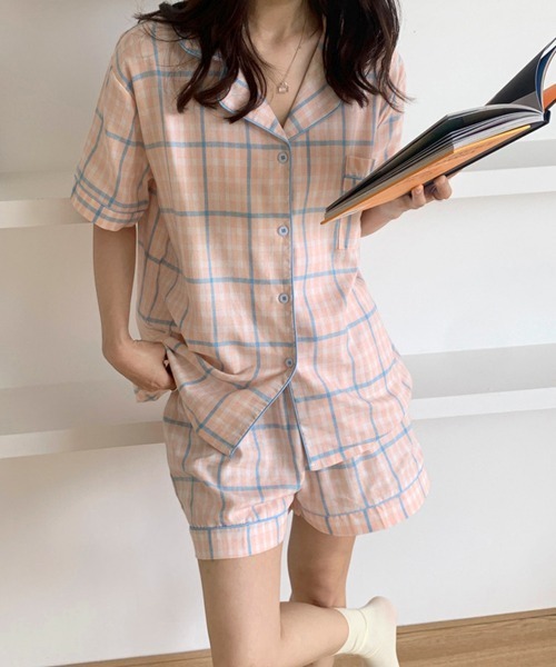 Miniministore(ミニミニストア)の「韓国 パジャマ 上下セット ルームウェア(ルームウェア/パジャマ・レディース・イエロー×グリーン/グレー/パープル/サーモンピンク/ピンク/レッド/ブルー/ブラック/ミント・FREE)」の12枚目の写真