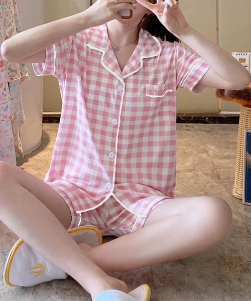 Miniministore(ミニミニストア)の「韓国 パジャマ 上下セット ルームウェア(ルームウェア/パジャマ・レディース・イエロー×グリーン/グレー/パープル/サーモンピンク/ピンク/レッド/ブルー/ブラック/ミント・FREE)」の13枚目の写真