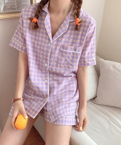 Miniministore(ミニミニストア)の「韓国 パジャマ 上下セット ルームウェア(ルームウェア/パジャマ・レディース・イエロー×グリーン/グレー/パープル/サーモンピンク/ピンク/レッド/ブルー/ブラック/ミント・FREE)」の15枚目の写真