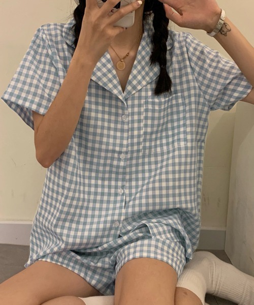 Miniministore(ミニミニストア)の「韓国 パジャマ 上下セット ルームウェア(ルームウェア/パジャマ・レディース・イエロー×グリーン/グレー/パープル/サーモンピンク/ピンク/レッド/ブルー/ブラック/ミント・FREE)」の17枚目の写真