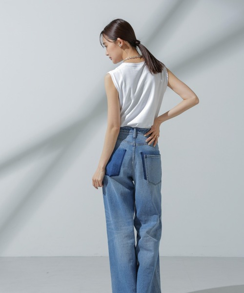 NANO universe（ナノユニバース）の「Anti Soaked(R) 汗染み防止 ノースリーブTシャツ（Tシャツ/カットソー・レディース・チャコール/グレー系その他4/ホワイト/ブラック・S/M）」の16枚目の写真