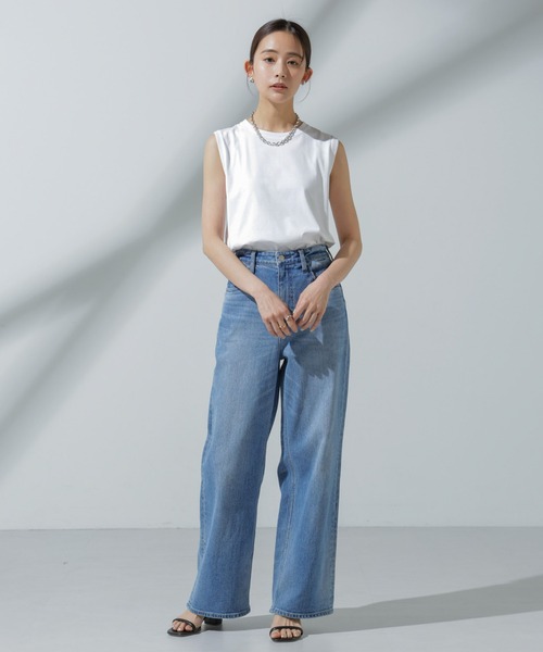 NANO universe（ナノユニバース）の「Anti Soaked(R) 汗染み防止 ノースリーブTシャツ（Tシャツ/カットソー・レディース・チャコール/グレー系その他4/ホワイト/ブラック・S/M）」の18枚目の写真