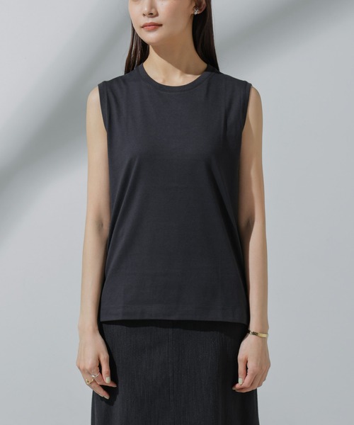 NANO universe（ナノユニバース）の「Anti Soaked(R) 汗染み防止 ノースリーブTシャツ（Tシャツ/カットソー・レディース・チャコール/グレー系その他4/ホワイト/ブラック・S/M）」の12枚目の写真