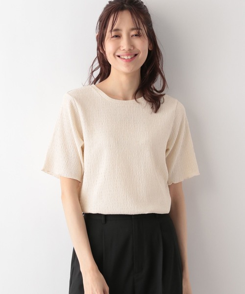 GLOBAL WORK(グローバルワーク)の「MATINEE LINE/シャーリングコンパクトT/108010(Tシャツ/カットソー・レディース・オフホワイト/ライトベージュ/ブラック/ライトブルー・LARGE/MEDIUM)」の16枚目の写真