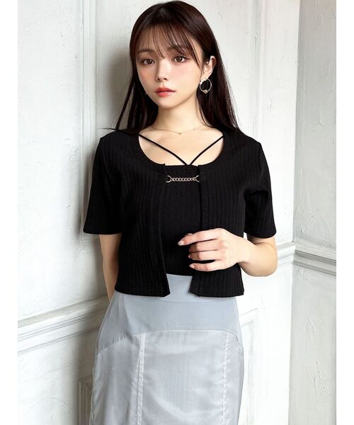 RESEXXY（リゼクシー）の「ビットチェーンアンサンブルトップス（カーディガン/ボレロ・レディース・グレー/ホワイト/ブラック・FREE）」の20枚目の写真