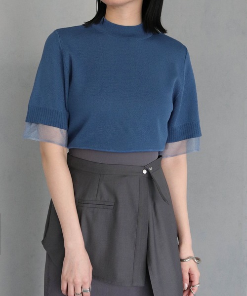 &g'aime(アンジェム)の「【&g’aime】袖シースルーハーフニットトップス(ニット/セーター・レディース・ブラック/ブルー/ホワイト・FREE)」の21枚目の写真