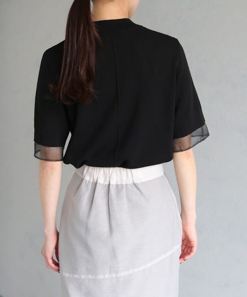 &g'aime(アンジェム)の「【&g’aime】袖シースルーハーフニットトップス(ニット/セーター・レディース・ブラック/ブルー/ホワイト・FREE)」の16枚目の写真