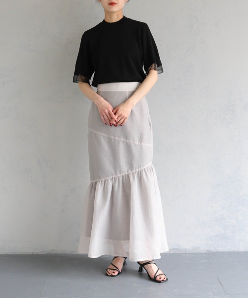 &g'aime(アンジェム)の「【&g’aime】袖シースルーハーフニットトップス(ニット/セーター・レディース・ブラック/ブルー/ホワイト・FREE)」の18枚目の写真