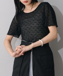 シアーフラワー5分袖TEE