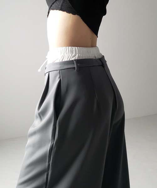 me+em select(ミームセレクト)の「※※【 選べる3サイズ 】ダブルウエストツータックワイドスラックス / double waist 2 tuck wide slacks(スラックス・レディース・ブラック/グレー・SMALL/MEDIUM/LARGE)」の6枚目の写真