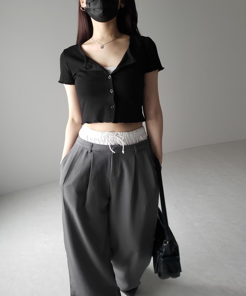 me+em select(ミームセレクト)の「※※【 選べる3サイズ 】ダブルウエストツータックワイドスラックス / double waist 2 tuck wide slacks(スラックス・レディース・ブラック/グレー・SMALL/MEDIUM/LARGE)」の12枚目の写真