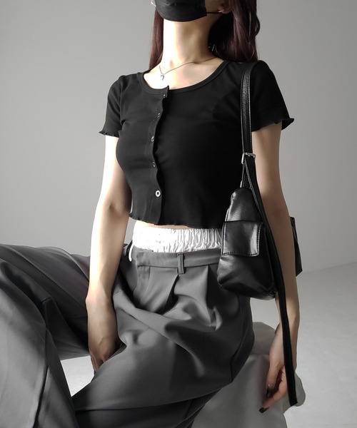 me+em select(ミームセレクト)の「※※【 選べる3サイズ 】ダブルウエストツータックワイドスラックス / double waist 2 tuck wide slacks(スラックス・レディース・ブラック/グレー・SMALL/MEDIUM/LARGE)」の14枚目の写真