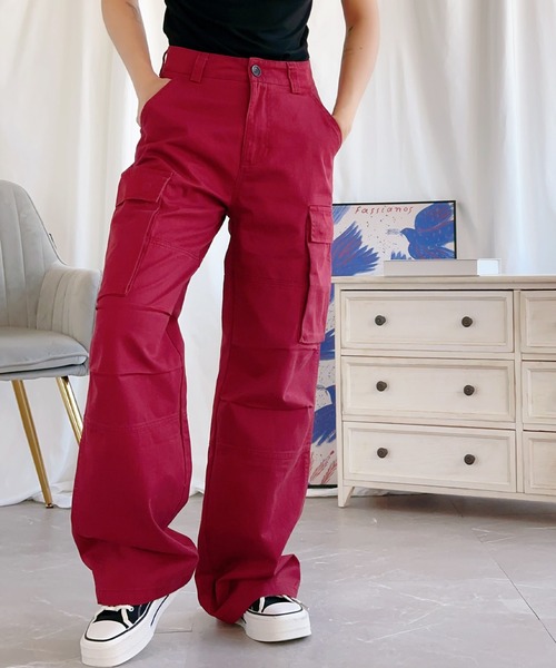 aimoha(アイモハ)の「【Aimoha】ストレートパンツ(その他パンツ・レディース・グリーン/レッド/ベージュ・SMALL/MEDIUM/LARGE)」の3枚目の写真