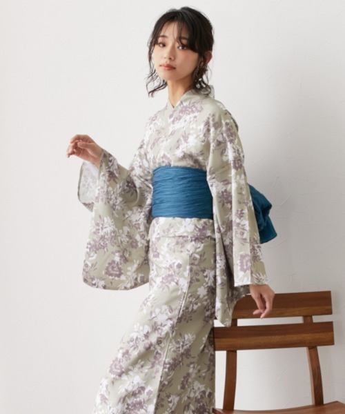 nissen（ニッセン）の「1人で着られる二部式浴衣　選べる5柄（浴衣・レディース・ホワイト×ネイビー/ブラック系/ベージュ系/ホワイト系/ネイビー系・S～Ｍ/L～LL）」の4枚目の写真