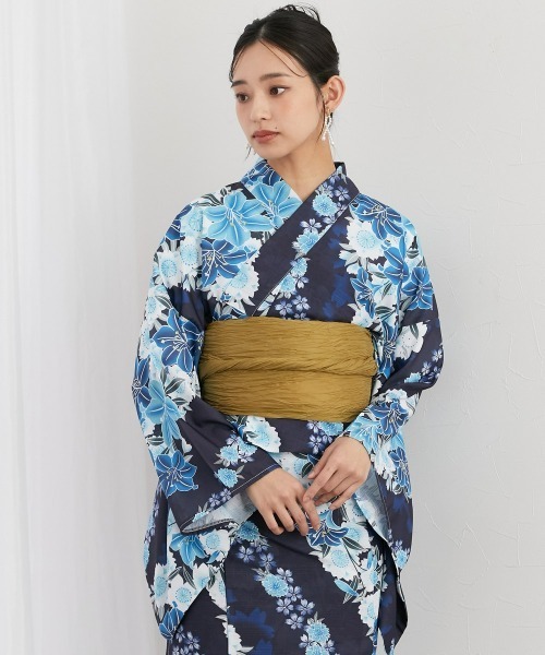 nissen（ニッセン）の「1人で着られる二部式浴衣　選べる5柄（浴衣・レディース・ホワイト×ネイビー/ブラック系/ベージュ系/ホワイト系/ネイビー系・S～Ｍ/L～LL）」の5枚目の写真