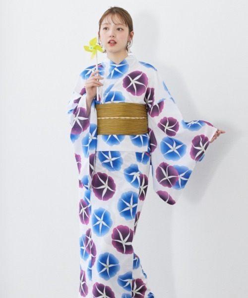 nissen（ニッセン）の「1人で着られる二部式浴衣　選べる5柄（浴衣・レディース・ホワイト×ネイビー/ブラック系/ベージュ系/ホワイト系/ネイビー系・S～Ｍ/L～LL）」の9枚目の写真