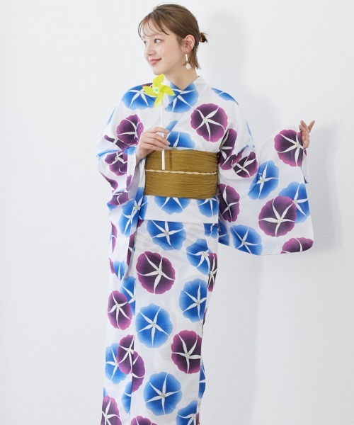 nissen（ニッセン）の「1人で着られる二部式浴衣　選べる5柄（浴衣・レディース・ホワイト×ネイビー/ブラック系/ベージュ系/ホワイト系/ネイビー系・S～Ｍ/L～LL）」の11枚目の写真