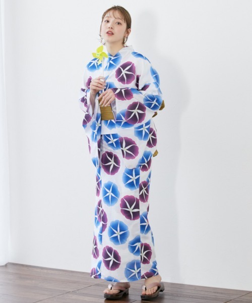 nissen（ニッセン）の「1人で着られる二部式浴衣　選べる5柄（浴衣・レディース・ホワイト×ネイビー/ブラック系/ベージュ系/ホワイト系/ネイビー系・S～Ｍ/L～LL）」の6枚目の写真