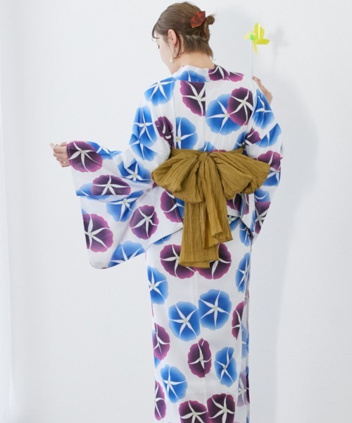 nissen（ニッセン）の「1人で着られる二部式浴衣　選べる5柄（浴衣・レディース・ホワイト×ネイビー/ブラック系/ベージュ系/ホワイト系/ネイビー系・S～Ｍ/L～LL）」の10枚目の写真