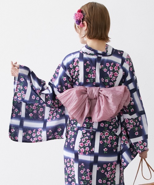 nissen（ニッセン）の「1人で着られる二部式浴衣　選べる5柄（浴衣・レディース・ホワイト×ネイビー/ブラック系/ベージュ系/ホワイト系/ネイビー系・S～Ｍ/L～LL）」の15枚目の写真