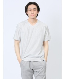 【メッシュ ストレッチ】m.f.エディトリアル メンズ 転写 プリント Vネック 半袖 Tシャツ