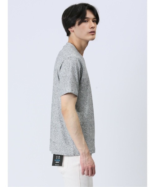 m.f.editorial(エムエフエディトリアル)の「【メッシュ ストレッチ】m.f.エディトリアル メンズ 転写 プリント Vネック 半袖 Tシャツ(Tシャツ/カットソー・メンズ・ライトグレー/ブルー/ホワイト×ブラック・MEDIUM/LARGE/X-LARGE)」の7枚目の写真