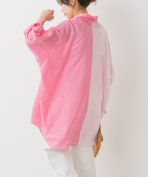 Spick & Span(スピックアンドスパン)の「コットンリネンロングシャツ(シャツ/ブラウス・レディース・ベージュ/ピンク系その他・FREE)」の1枚目の写真