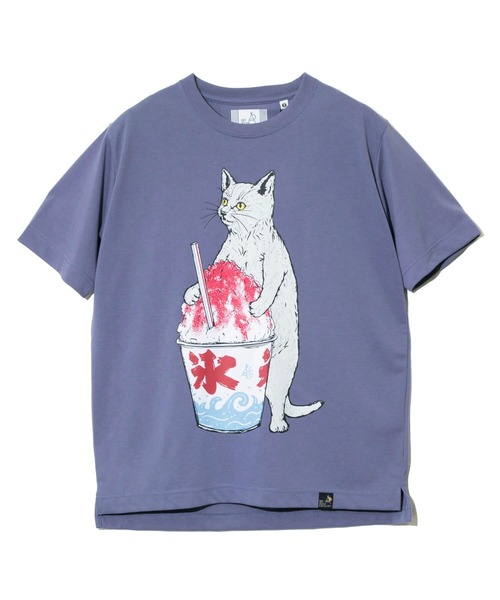 go slow caravan（ゴースローキャラバン）の「Drymix カキ氷猫TEE（Tシャツ/カットソー・メンズ・ネイビー/ラベンダー/ライム・X-LARGE/LARGE/MEDIUM/SMALL）」の16枚目の写真