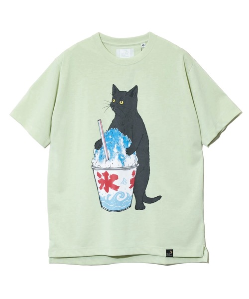 go slow caravan（ゴースローキャラバン）の「Drymix カキ氷猫TEE（Tシャツ/カットソー・メンズ・ネイビー/ラベンダー/ライム・X-LARGE/LARGE/MEDIUM/SMALL）」の7枚目の写真