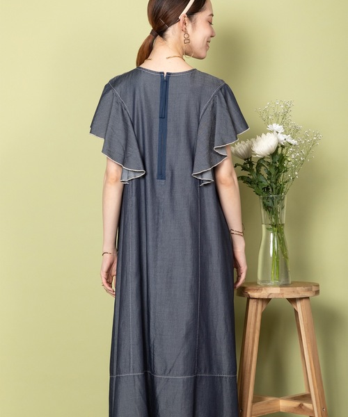 新品・未使用☆ Respec Denimフレアスリーブ ロングワンピース