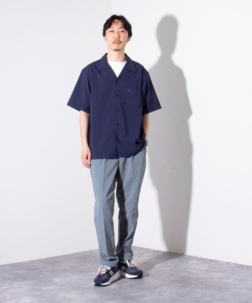 GLOSTER（グロスター）の「【GLOSTER/グロスター】フレンチブルドッグ刺繍 COOLMAX オープンカラーシャツ（シャツ/ブラウス・メンズ・オリーブ/ブラック系その他/ダークネイビー/ベージュ・M/L/S）」の5枚目の写真